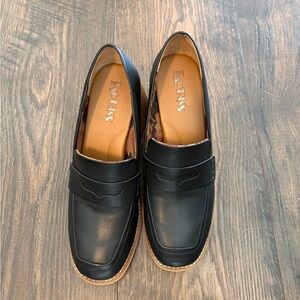 Kork-Ease Black Leather heeled loafers